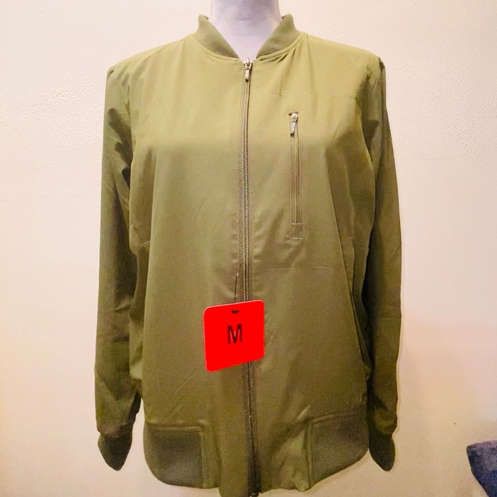 Banana Republic Bomber zip up soft fall Jacket olive green